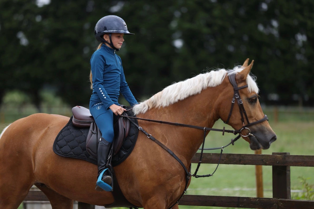 Rising Star Riding Leggings - Blueberry & Silver