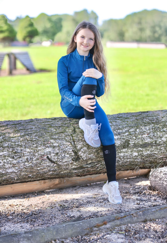 Rising Star Riding Leggings - Teal & Silver