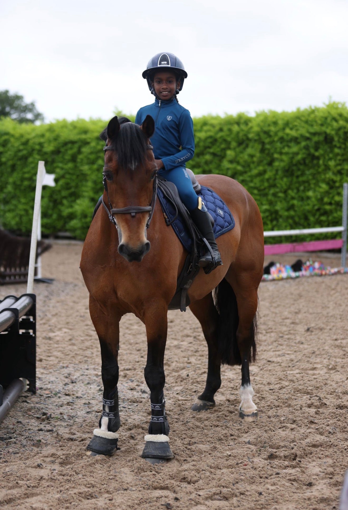 Rising Star Riding Leggings - Blueberry & Silver
