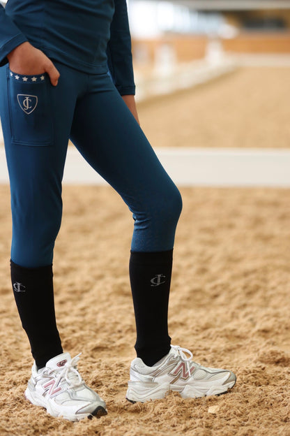 Rising Star Riding Leggings - Blueberry & Silver