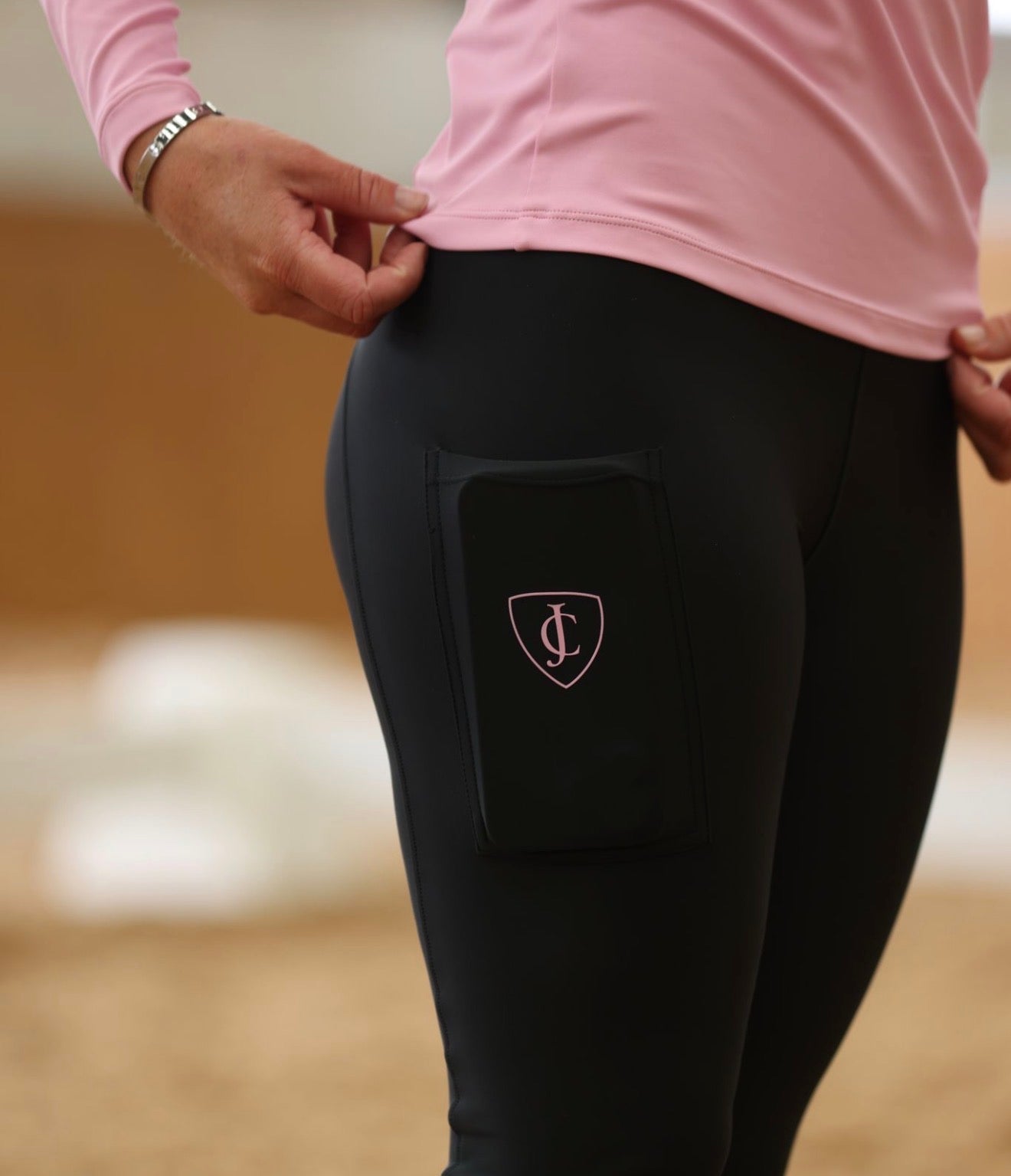 Black and Pink Riding Leggings